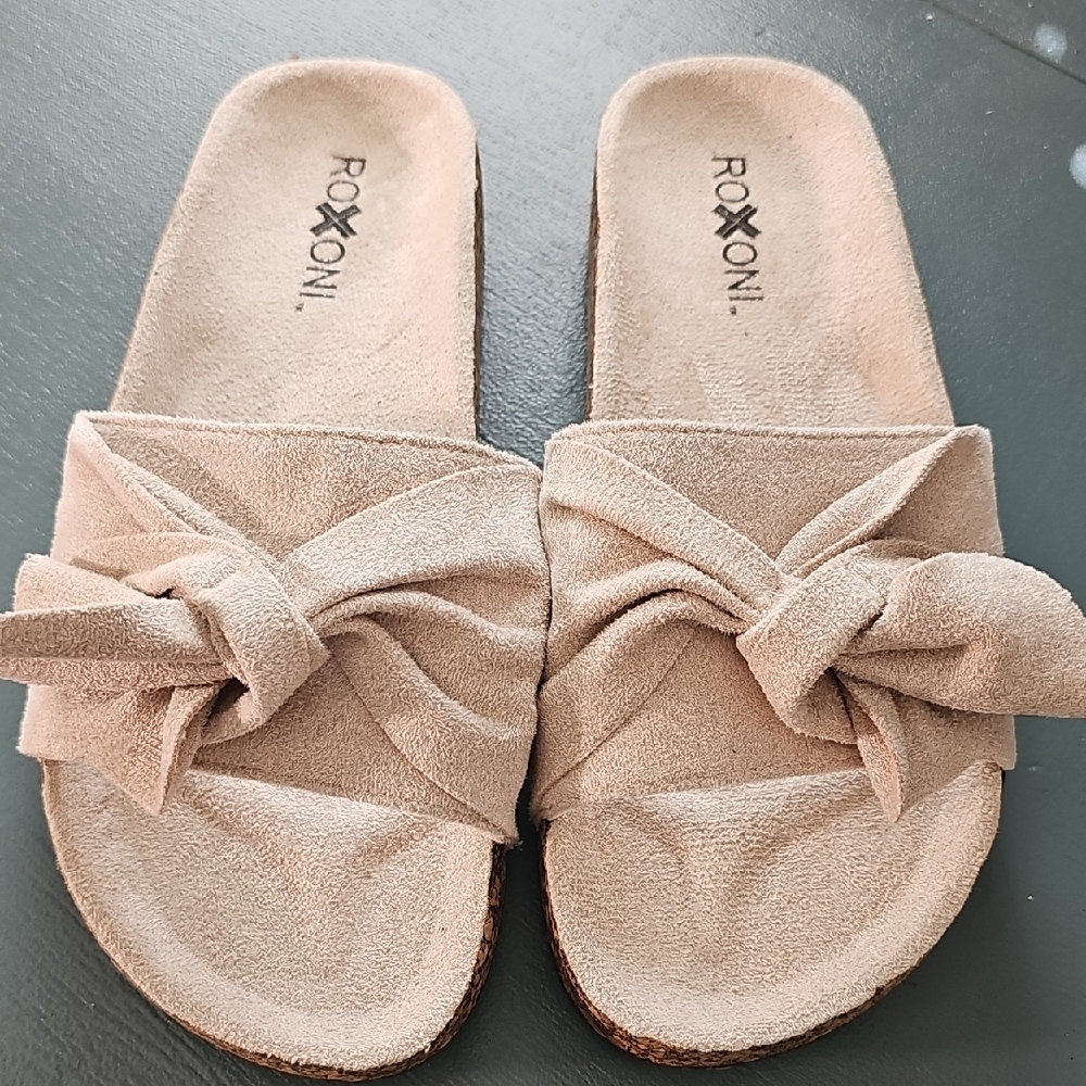 Women's Tan Suede Slide Sandals By ROXONI. NWOT. Size 7